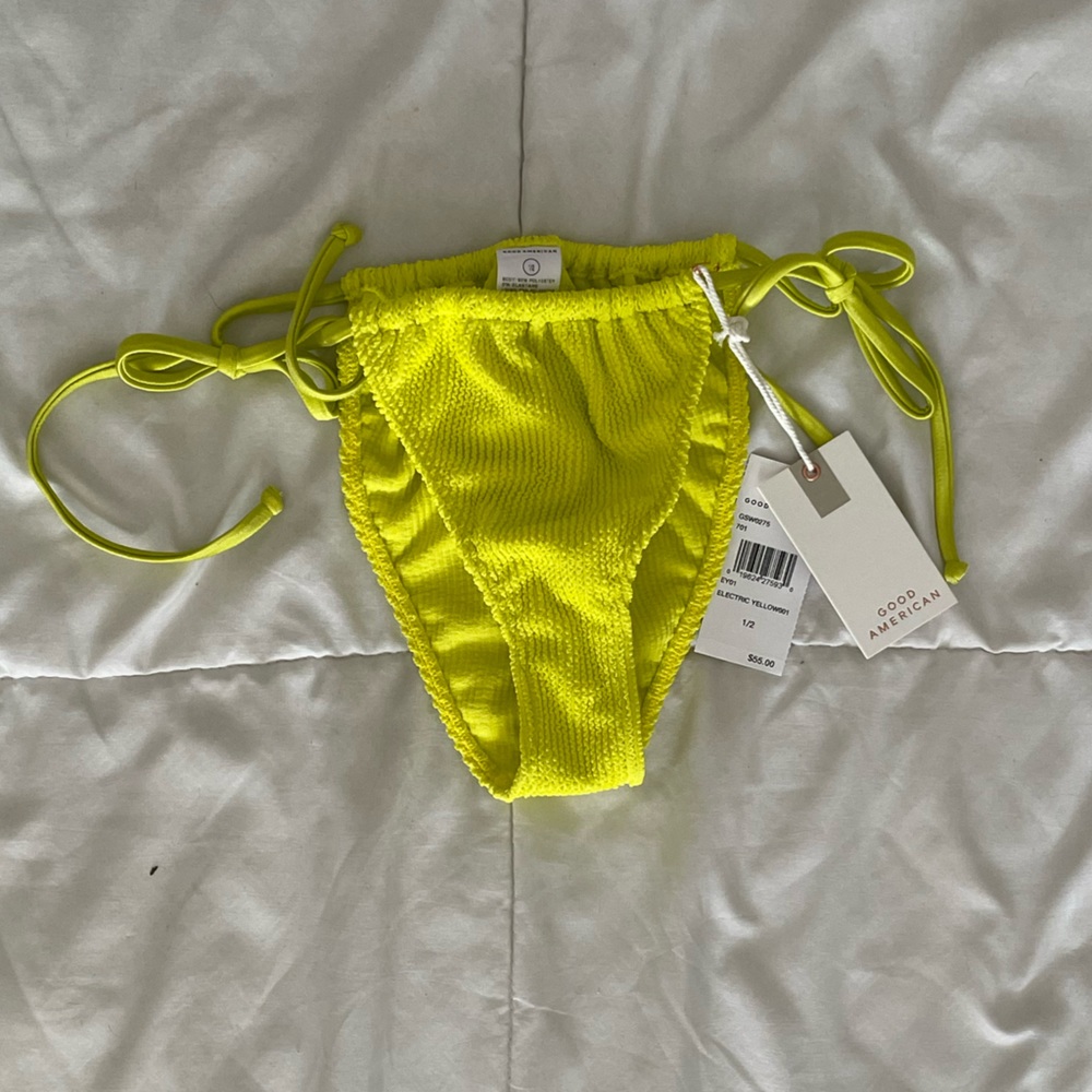 Good American Neon Yellow/Green Tie Bikini Bottoms